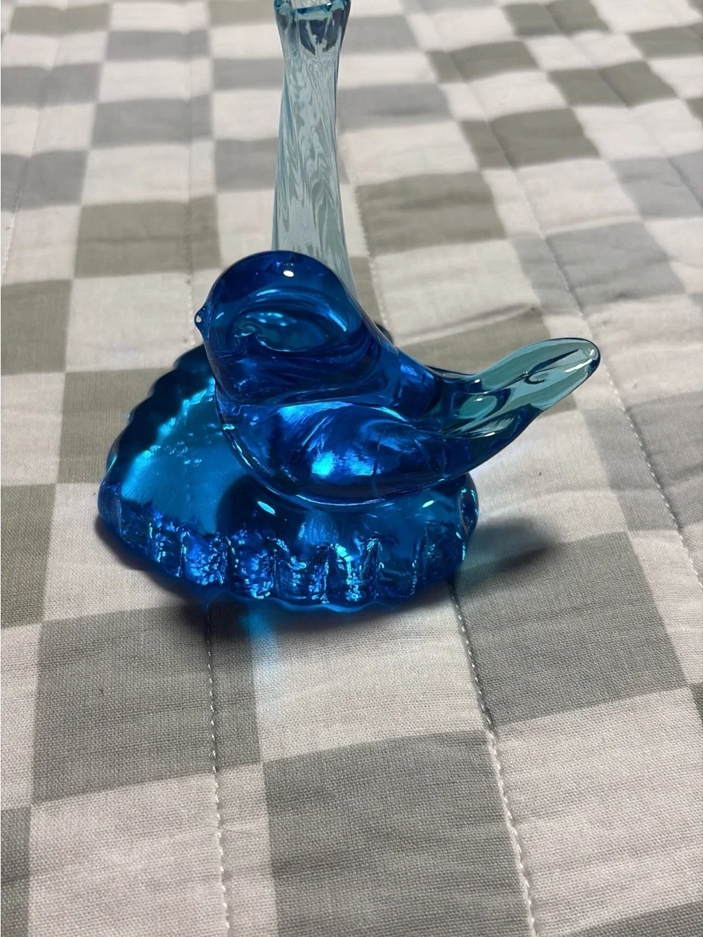 Blue Bird of Happiness Leo Ward Glass Bud Vase